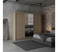 Derby I 200Cm Sonoma Sliding Door Wardrobe With Shelves Hanging Rail Bedroom Clothes Storage Unit