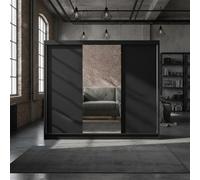 Derby I Spacious 200 Cm Wardrobe Made From Durable Laminated Board Black