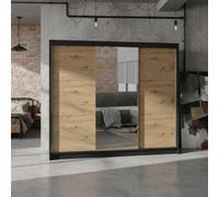 Derby I Spacious 200 Cm Wardrobe Made From Durable Laminated Board Black Artisan Oak