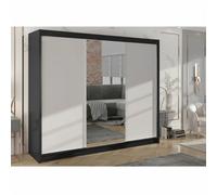 Derby I Spacious 200 Cm Wardrobe Made From Durable Laminated Board Black White