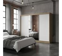 Derby I Spacious 200 Cm Wardrobe Made From Durable Laminated Board Sonoma White