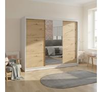 Derby I Spacious 200 Cm Wardrobe Made From Durable Laminated Board White Artisan Oak