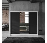 Derby I Spacious 200 Cm Wardrobe Made From Durable Laminated Board White Black