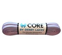 Derby Laces CORE Narrow 6mm Waxed Lace for Figure Skates, Roller Skates, Boots, and Regular Shoes, Pink Periwinkle Stripe, 72 Inch / 183 cm