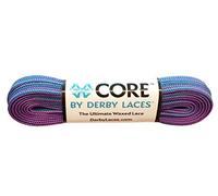 Derby Laces CORE Narrow 6mm Waxed Lace for Figure Skates, Roller Skates, Boots, and Regular Shoes, Purple-teal Stripe, 96 Inch / 244 cm