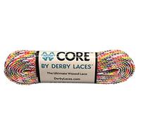 Derby Laces CORE Narrow 6mm Waxed Lace for Figure Skates, Roller Skates, Boots, and Regular Shoes (Rainbow White, 108 Inch / 274 cm)