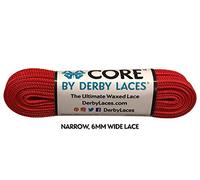 Derby Laces CORE Narrow 6mm Waxed Lace for Figure Skates, Roller Skates, Boots, and Regular Shoes (Red, 96 Inch / 244 cm)