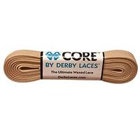 Derby Laces CORE Narrow 6mm Waxed Lace for Figure Skates, Roller Skates, Boots, and Regular Shoes (Tan, 96 Inch / 244 cm)