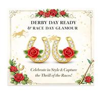 Derby Outfits for Women Race Horse Earrings Western Acrylic Horseshoe Rose Flower Drop Dangle Earrings Kentucky Dresses for Women 2026, Metal, No Gemstone