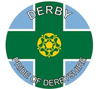 Derby - Pride of Derbyshire - (Two Pack) 80mm Diameter Car Bumper Window Decal Sticker