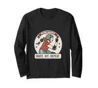 Derby Queens Skate Hit Repeat Retro Style Long Sleeve T-Shirt