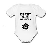 DERBY Since I Was Born Football Personalised Unique Baby Vest Baby Grow Babygrow Cute Novelty Boys Girls Footy Funny