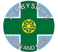 Derbyshire Born and Bred(Two Pack) 80mm Diameter Car Bumper Window Decal Sticker