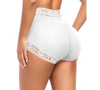 DERCA Butt Lifting Panties Padded Underwear for Women Booty Pads Butt Enhancer Lace Shapewear Panty, White, XL