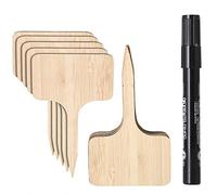 DERCLIVE 50pcs Bamboo Plant Seed Labels Vegetable Garden Markers Nursery Garden Plants Tags with a Pen to Record the Days for Plant Growth