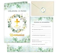 Dercylele Communion Invitation Cards, 12 Invitation Cards Confirmation with Envelopes Stickers, First Communion Confirmation Invitation for Boys and Girls