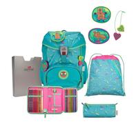 DerDieDas ErgoFlex Superflash Paradise School Bag 5-Piece Set, Turquoise, ErgoFlex Superflash Set