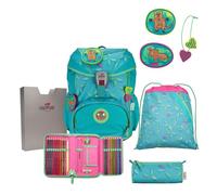 DerDieDas ErgoFlex Superflash Paradise School Bag 5-Piece Set, Turquoise, ErgoFlex Superflash Set