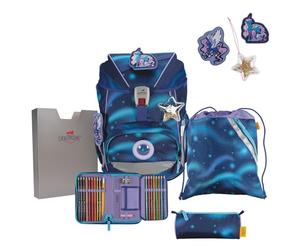 DerDieDas ErgoFlex Superlight Luna Set of 5, Extra Light School Backpack for Primary School, Safe & Ergonomic, for Girls or Boys, Approx. 22 L Volume, White, School Bag Set