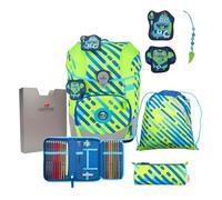 DerDieDas ErgoFlex Tiny Neon Monster School Bag Set of 5, Green-Blue, ErgoFlex Tiny Neon Set