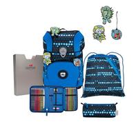 DerDieDas ErgoFlex Tiny Superflash Blue Robot School Bag 5-Piece Set, Blue Robot, ErgoFlex Tiny Superflash Set