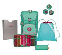 DerDieDas Lightweight School Bag, ErgoFlex Easy Peppermint Pony Set of 5, Approx. 20.5 L Volume, Approx. 950 g Weight, Peppermint Pony, School Bag Set