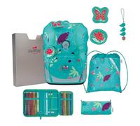 DerDieDas satchel ErgoFlex Tiny Set 6 -piece Butterfly Garden turquoise