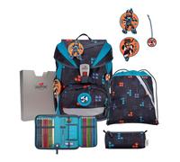 DerDieDas ErgoFlex Ninja Fighter School Bag 5-Piece Set, Blue, ErgoFlex Set