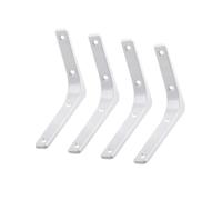 DERDOUT 4 Pcs Shelf Bracket Corner Brace Angle Bracket Shelf Support Wall Hanging 100mm*100mm, Metal Bright White Finished, EJR100W-4P