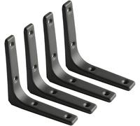 DERDOUT 4 Pcs Shelf Bracket Corner Brace Angle Bracket Shelf Support Wall Hanging 100mm*100mm, Metal Bright Black Finished, EJR100W-4P