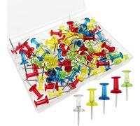 DERDOUT Coloured Push Pin,100 PCS Plastic Thumb Tacks Clear Push Pins Drawing Pins Map Pin for Pinboard,Bulletin Board (Multi)