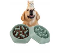 DERDOUT Slow Feed Dog Bowl Food Anti swelling, Anti swallowing, Healthy Diet Interaction, Non slip Feeder for Small and Medium Dogs Pet Bowl - Green