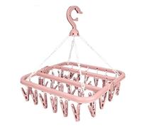 DERDOUT Sock Dryer, 32 Peg Sock Hanger for Washing Line, Foldable Indoor Sock Dryer Quilt Clips for Underwear Clothes Shoe Insoles Underwear Baby Clothes & Hats(pink)