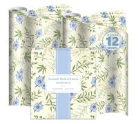 DERDUFT Scented Drawer Liner Paper - Fresh Linen Scented Sheets for Drawers and Wardrobes - 12 Large Decorative Sheets 36.5x50cm / 14.4x19.7in for Bedroom Dresser Closet Storage Box