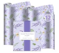 DERDUFT Scented Drawer Liner Paper - Relaxing Lavender Scented Sheets for Drawers and Wardrobes - 12 Large Decorative Sheets 36.5x50cm / 14.4x19.7in for Bedroom Dresser Closet Storage Box