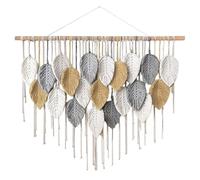 Derefine Boho Macrame Wall Hanging, Large Macrame Wall Hanging Boho Woven Tapestry, Modern Handmade Leaf Feathers Wall Art Decor for Bedroom Living Room Nursery Apartment Decorations (A)