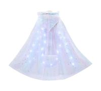 Derefine Girls Colorful Princess Cape with LED Hooded Tulle Cape, Girls Colorful Princess Cape with LED Hooded Tulle Cape for Toddler Girls Dress Up (blue with light)
