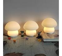 Derefine Mushroom Night Light, Cute LED Pat Light, Kids Room Squishy Silicone Mushroom Light, Color Change Night Light, Mushroom Lamp for Breastfeeding, Bedrooms, Living Room(White)