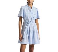 Derek Lam 10 Crosby Women's Clynton Pintuck Stripe Shirting Short Sleeve Dress, Celestine/White, 6
