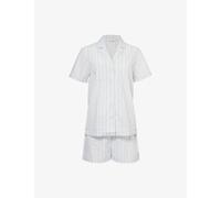 Derek Rose Womens Blue Amalfi Relaxed-fit Cotton Pyjama Set Xl