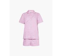 Derek Rose Womens Purple Capri Stripe-print Cotton Pyjama Set S
