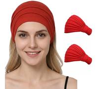 Deresina 2pc Extra Wide Plain Bamboo Headband, Unisex Sweatband for Sports, Make Up - Suitable for Partial Hair Loss (Cinnamon - One Size)