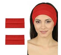 Deresina 2pc Extra Wide Plain Bamboo Headband, Unisex Sweatband for Sports, Make Up - Suitable for Partial Hair Loss (Plain Cinnamon - One Size)