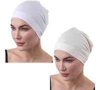 Deresina Bamboo Chemo Headwear for Women & Men - Ultra-Soft, Lightweight, Breathable Sleep Cap, Alopecia and Hair Loss Beanie (x White Cream - One Size)