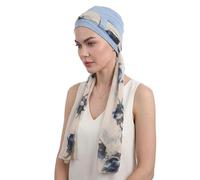 Deresina EmpowerWrap Headscarf for Women - Bamboo Cap with Scarf for Hair Loss, Breathable Chemo Headwear for Sensitive Scalps, Full Coverage, One Size (Carolina Pattern 2)