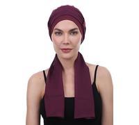 Deresina EmpowerWrap Headscarf for Women - Bamboo Cap with Scarf for Hair Loss, Breathable Chemo Headwear for Sensitive Scalps, Full Coverage, One Size (Mulberry Plain Scarf)