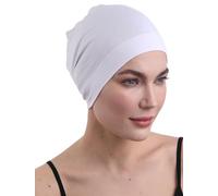 Deresina Headwear Bamboo Sleep Cap, Chemo Headwear, Night Bonnet, Skull Cap, Helmet Liner (White)