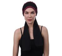 Deresina Headwear EmpowerWrap Chemo Headwear for Women, Bamboo Cap with Detachable Scarf, Turban for Ladies, Versatile Hat, Chemotherapy Head Coverings, HeadwrapMulberry - Black Plain