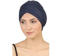 Deresina Headwear W Front Chemo Headwear for Women, Bamboo Hat for Hair Loss, Modern Women Turban for Anyday, Sleep Bonnet Skull Caps (Denim)
