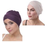 Deresina Headwear W Front Chemo Headwear for Women, Bamboo Hat for Hair Loss, Modern Women Turban for Anyday, Sleep Bonnet Skull Caps (Mulberry Taupe)